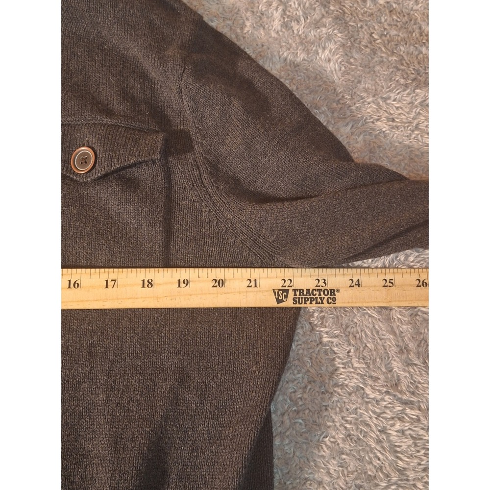 Banana Republic Mens High Ribbed Sweater Large Mock Neck Gray Pocket 3-Button - Picture 4 of 8